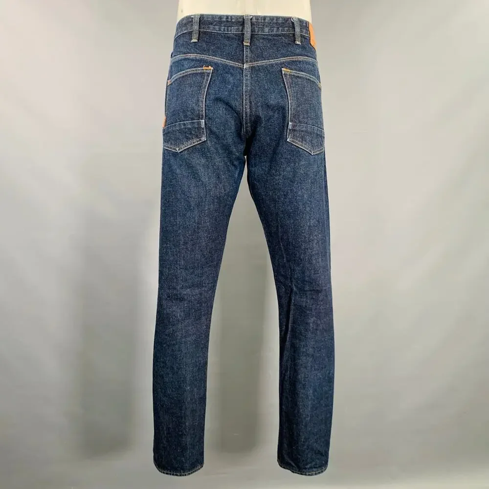 PAUL SMITH Size 36 Blue Contrast Stitch Cotton Straight Japanese Selvedge Jeans